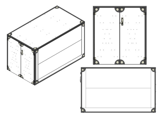 Folienaufkleber im Retro-Stil für Fahrradgarage im klassischen Kofferdesign, in weiß/schwarz